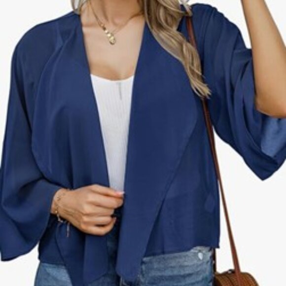 plus size  Short Sleeve Kimono /coverup bolero Lightweight Cover Up Shrug SZ 2X - Picture 7 of 16